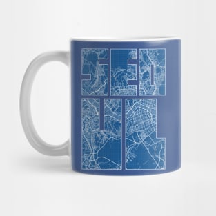 Seoul, South Korea City Map Typography - Blueprint Mug